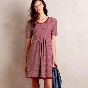 Maeve Anthropologie Dora Short Sleeved Red Dress Small